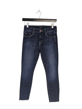 MOTHER The Looker Crop Mid Rise Skinny Here Kitty Kitty Blue Jeans 25‎ Preowned